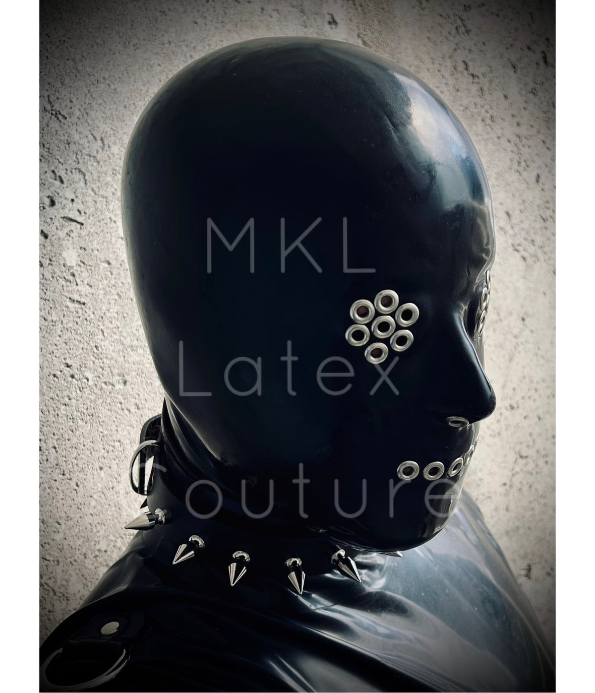 Dystopian Haze latex hood with grommets