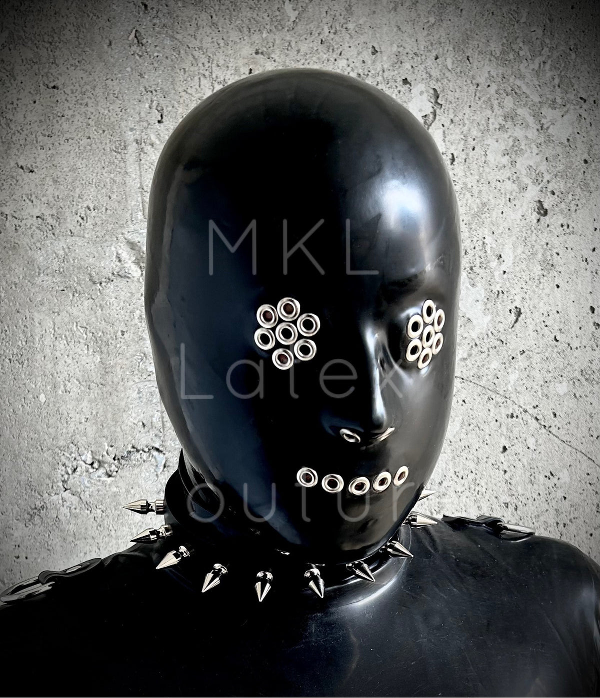 Dystopian Haze latex hood with grommets