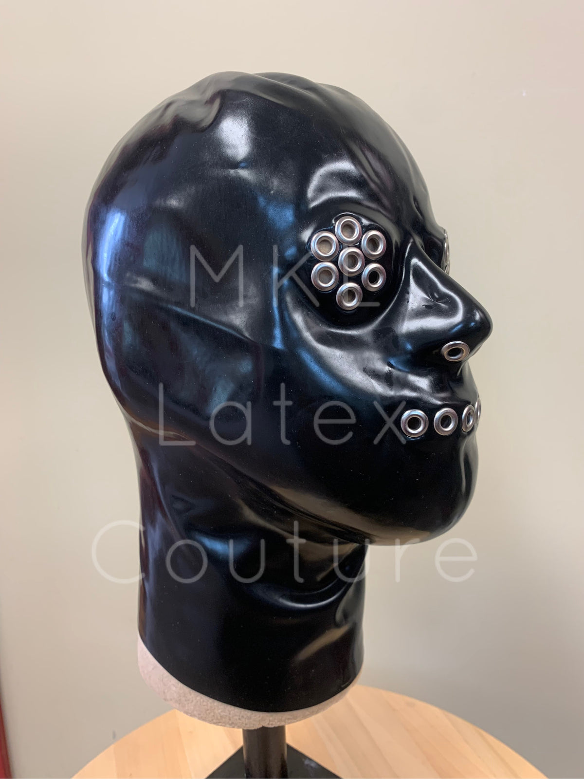 Dystopian Latex Hood with metal eyelets