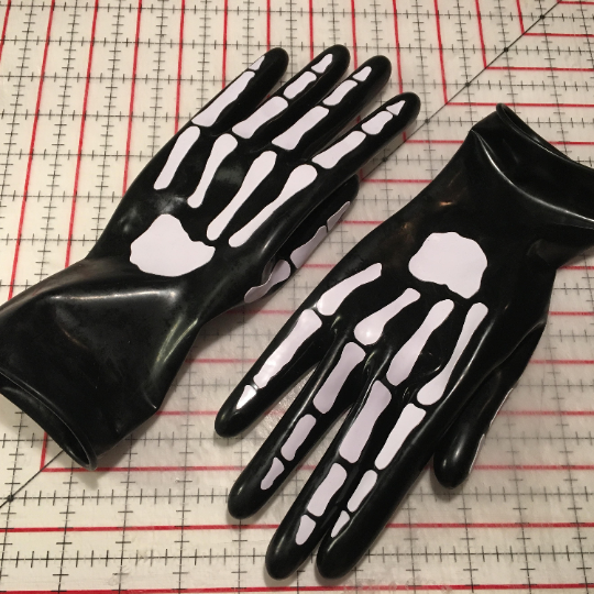 Grim Reaper Latex Gloves with bone detail