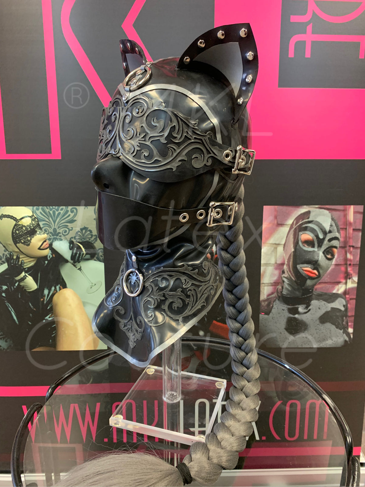 Kitty Duchess Latex Hood with blindfold and mouth cover