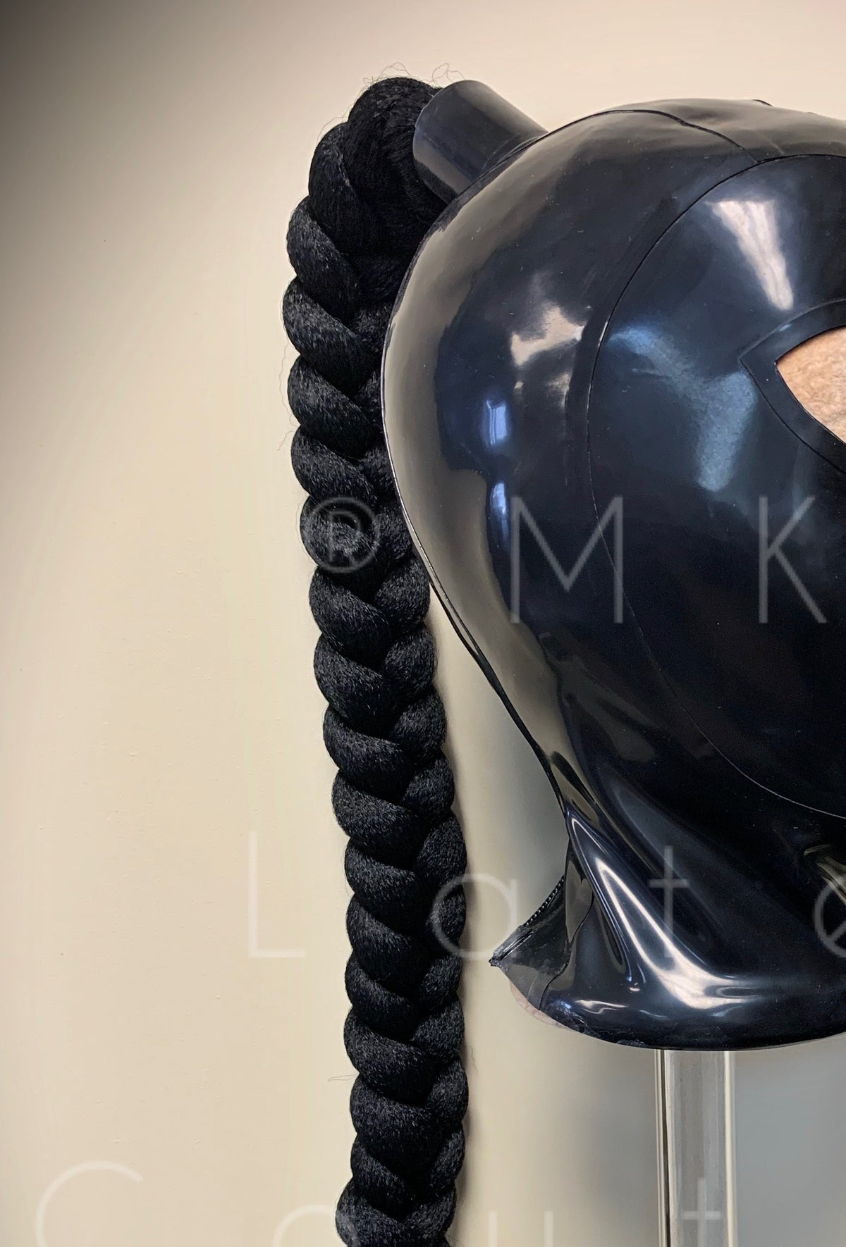 Latex Hood fixed ponytail braid