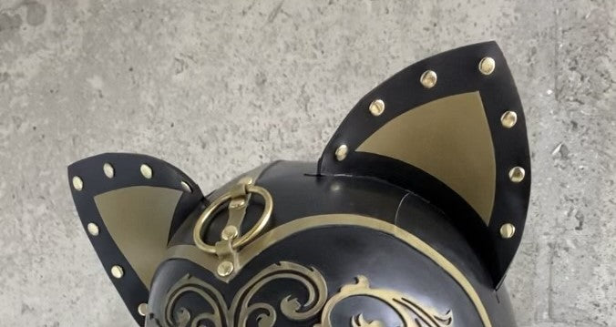 Latex hood kitty gold hardware