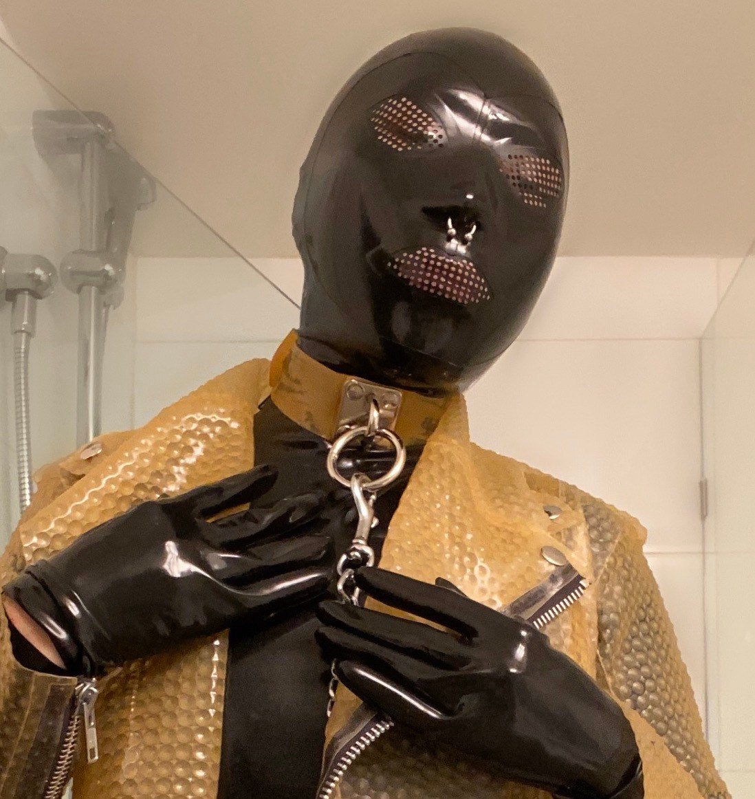 Latex Hood perforated eyes and mouth