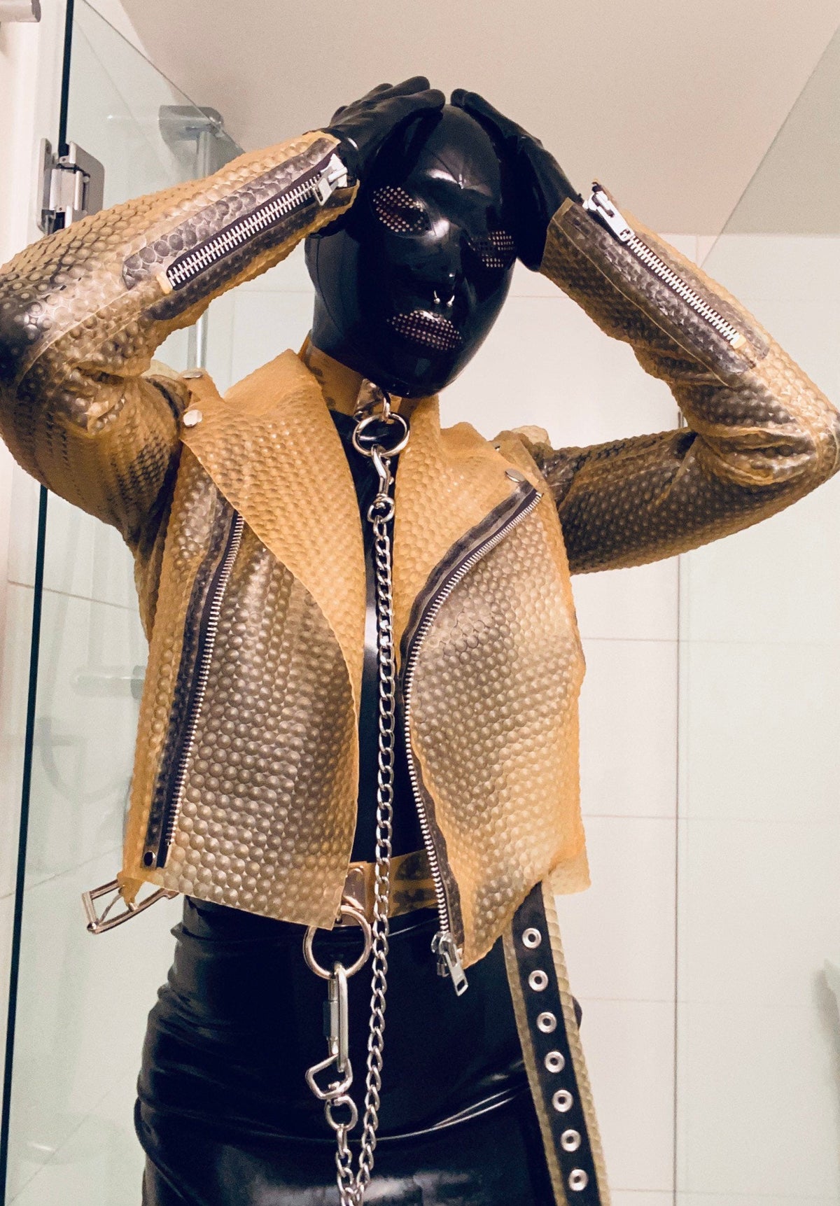 Latex Hood perforated eyes and mouth