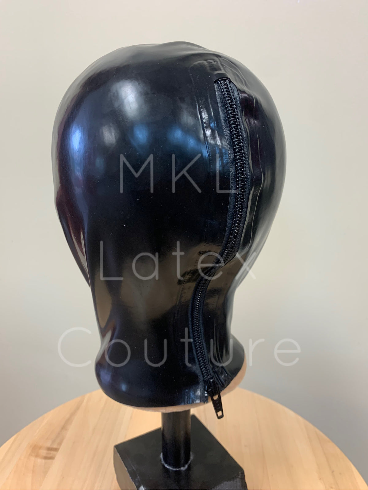 Dystopian Latex Hood with zipper, eyelets and metal studs