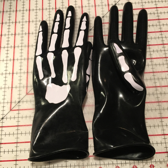 Grim Reaper Latex Gloves with bone detail