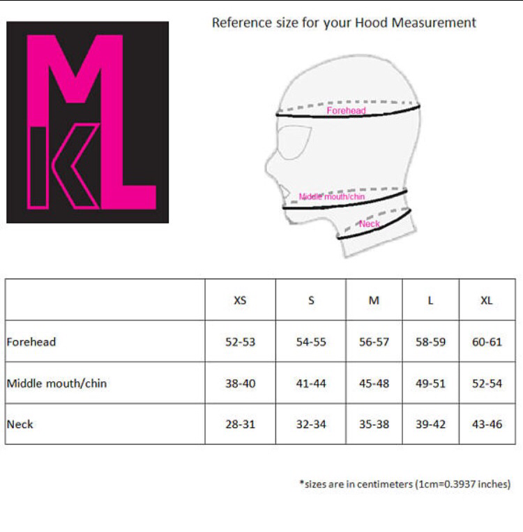 head measurement latex hood