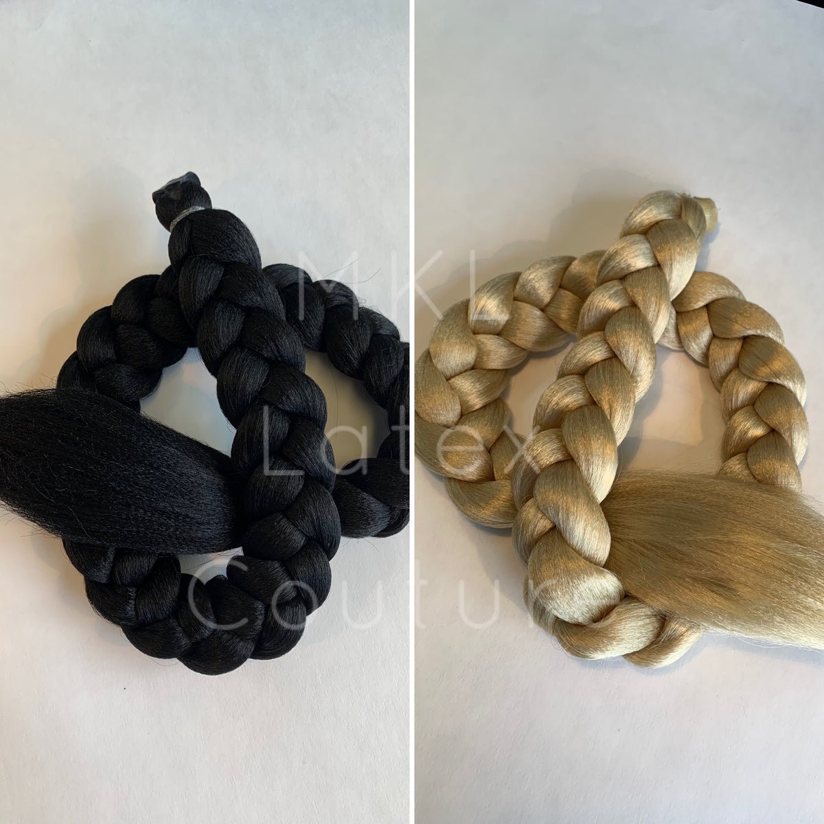 Hair braid for latex hood