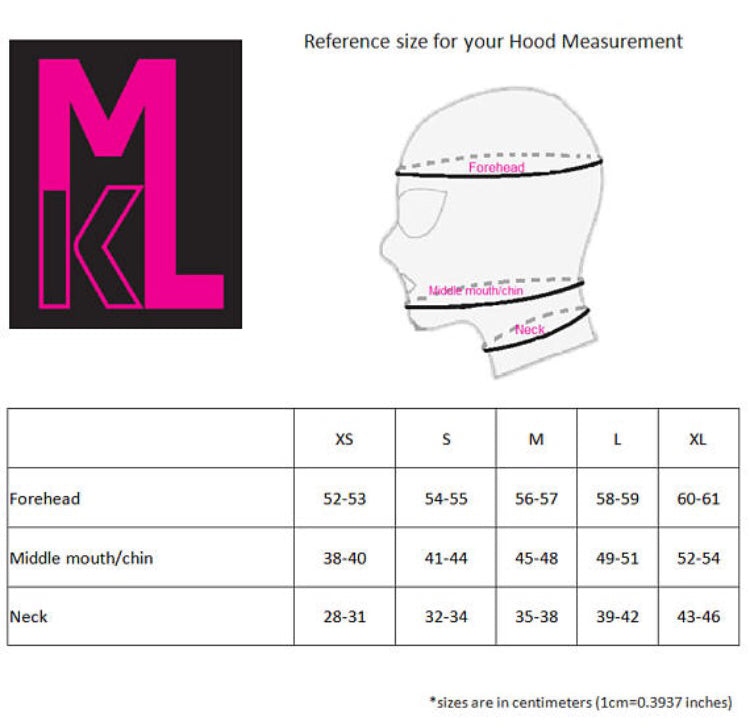 latex hood head measurements