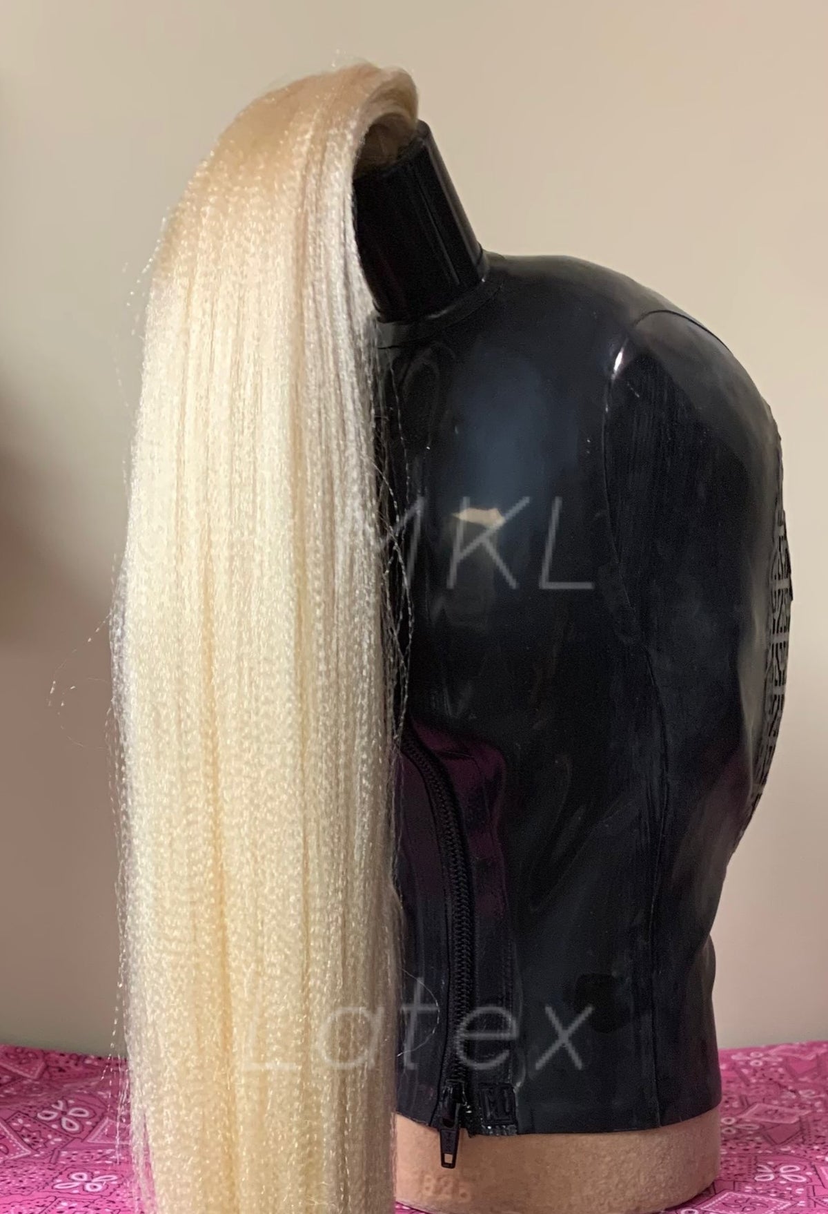 Latex hood fixed ponytail