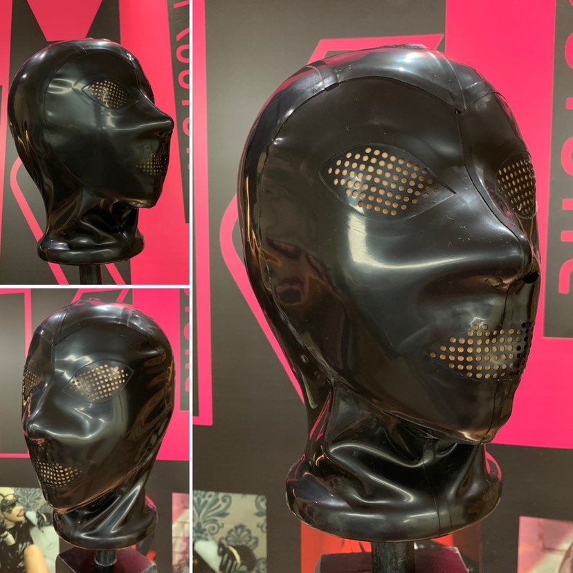 Latex Hood perforated eyes and mouth